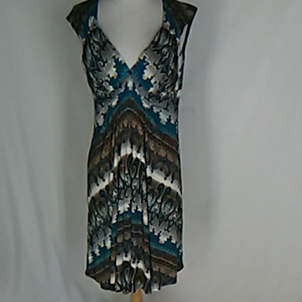 Muse Slinky Biue Brown White Slinky Dress 14